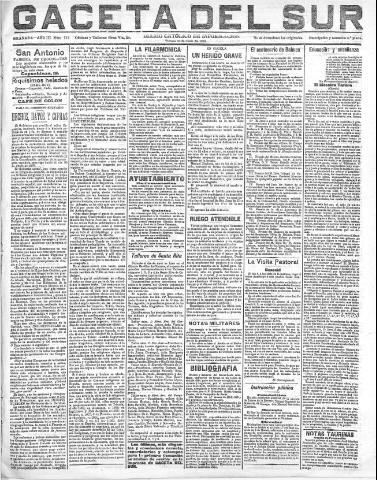 'Gaceta del sur : diario católico de información' - Año III Número 713 (10/06/1910)