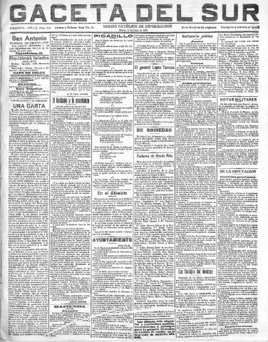 'Gaceta del sur : diario católico de información' - Año III Número 714 (11/06/1910)