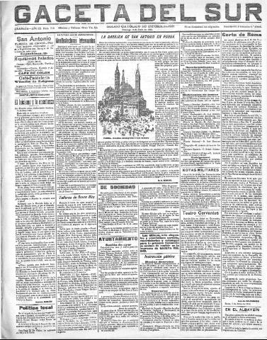 'Gaceta del sur : diario católico de información' - Año III Número 715 (12/06/1910)