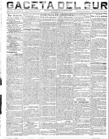 'Gaceta del sur : diario católico de información' - Año III Número 716 (14/06/1910)
