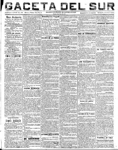 'Gaceta del sur : diario católico de información' - Año III Número 720 (18/06/1910)