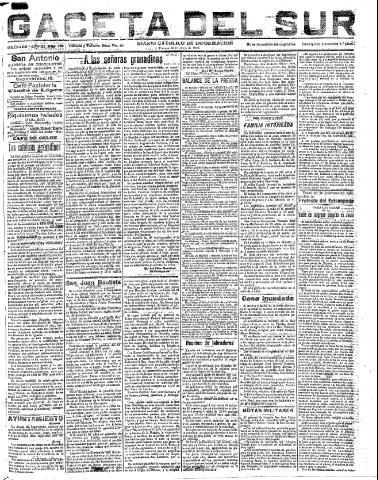 'Gaceta del sur : diario católico de información' - Año III Número 725 (24/06/1910)