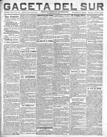 'Gaceta del sur : diario católico de información' - Año III Número 727 (26/06/1910)