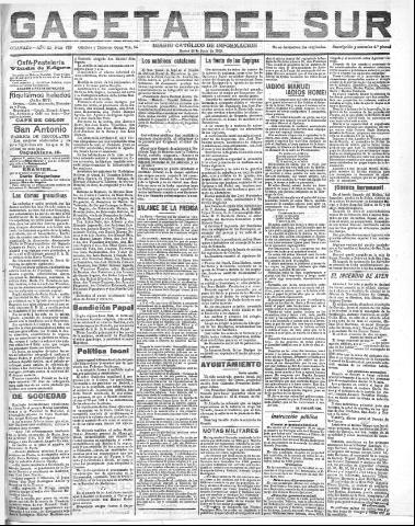 'Gaceta del sur : diario católico de información' - Año III Número 728 (28/06/1910)