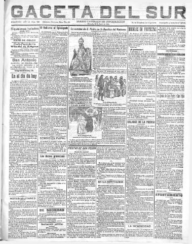 'Gaceta del sur : diario católico de información' - Año III Número 729 (29/06/1910)