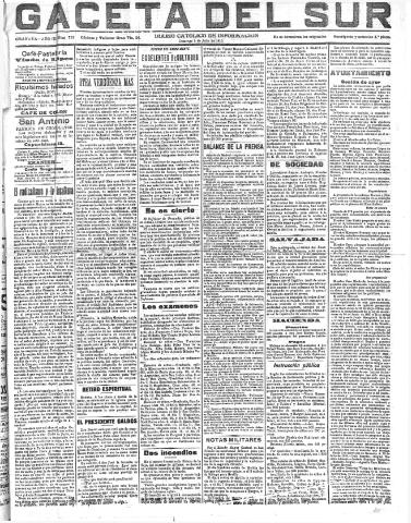'Gaceta del sur : diario católico de información' - Año III Número 733 (03/07/1910)