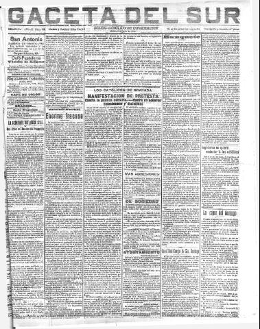 'Gaceta del sur : diario católico de información' - Año III Número 734 (05/07/1910)