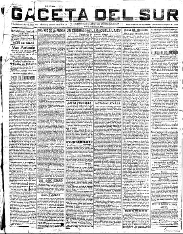 'Gaceta del sur : diario católico de información' - Año III Número 735 (06/07/1910)