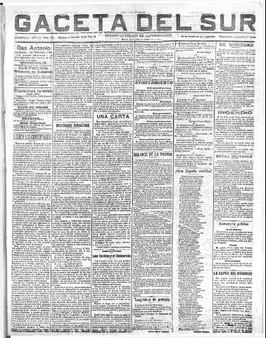 'Gaceta del sur : diario católico de información' - Año III Número 741 (12/07/1910)