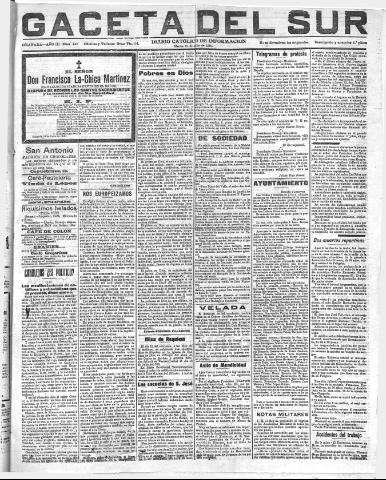 'Gaceta del sur : diario católico de información' - Año III Número 747 (19/07/1910)