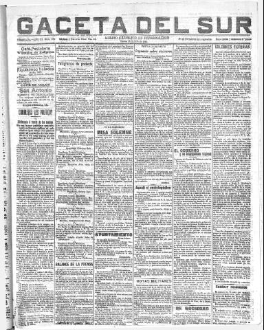 'Gaceta del sur : diario católico de información' - Año III Número 750 (22/07/1910)