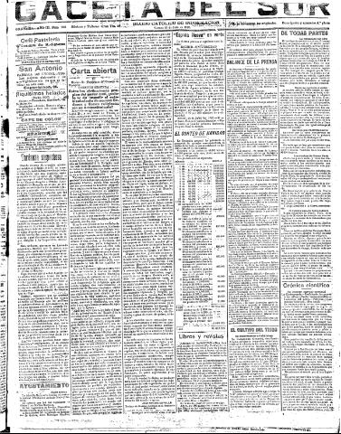 'Gaceta del sur : diario católico de información' - Año III Número 755 (29/07/1910)