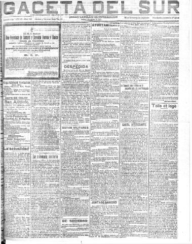 'Gaceta del sur : diario católico de información' - Año III Número 760 (04/08/1910)