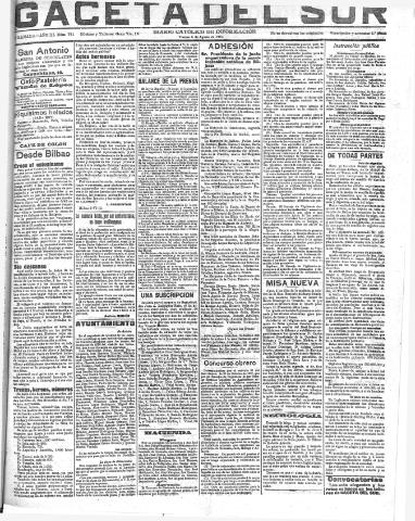 'Gaceta del sur : diario católico de información' - Año III Número 761 (05/08/1910)