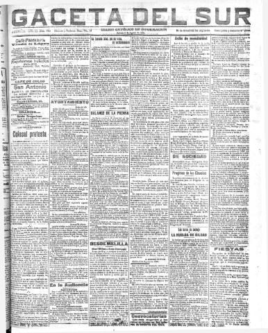 'Gaceta del sur : diario católico de información' - Año III Número 762 (06/08/1910)