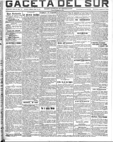 'Gaceta del sur : diario católico de información' - Año III Número 766 (11/08/1910)