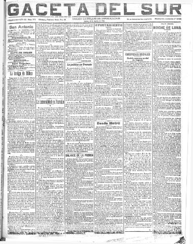 'Gaceta del sur : diario católico de información' - Año III Número 771 (18/08/1910)