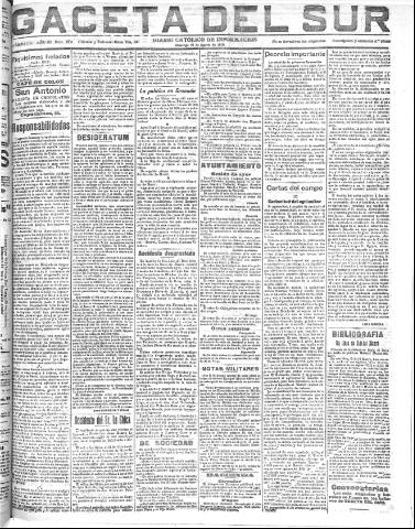 'Gaceta del sur : diario católico de información' - Año III Número 774 (21/08/1910)