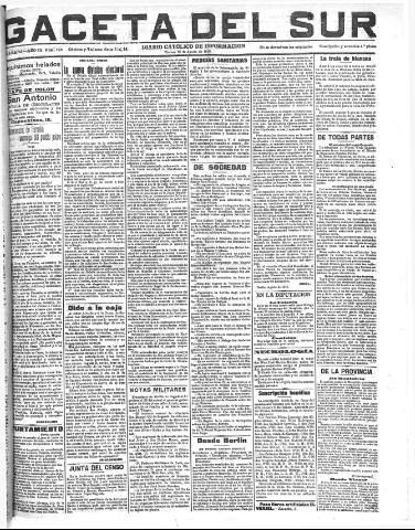 'Gaceta del sur : diario católico de información' - Año III Número 778 (26/08/1910)