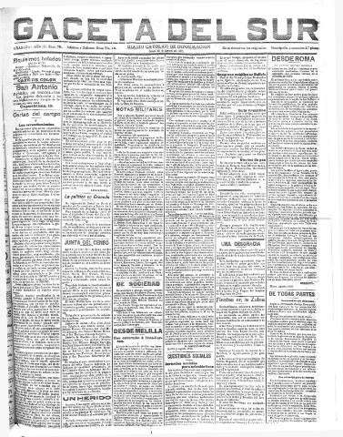 'Gaceta del sur : diario católico de información' - Año III Número 781 (29/08/1910)