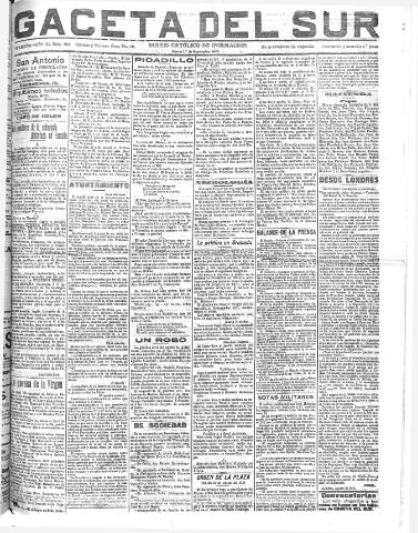 'Gaceta del sur : diario católico de información' - Año III Número 784 (01/09/1910)