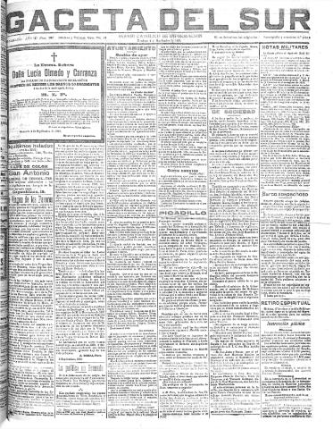 'Gaceta del sur : diario católico de información' - Año III Número 787 (04/09/1910)