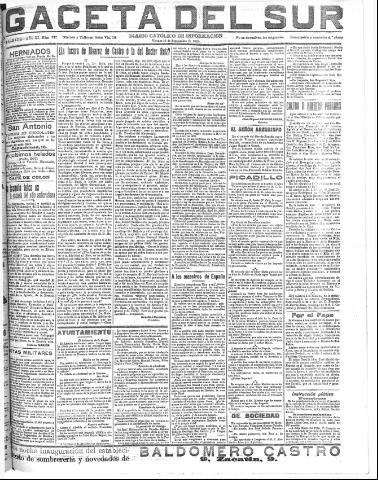 'Gaceta del sur : diario católico de información' - Año III Número 797 (16/09/1910)