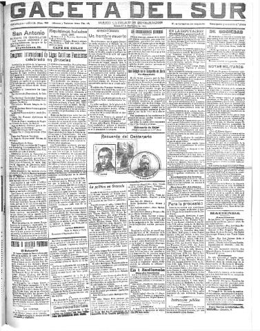 'Gaceta del sur : diario católico de información' - Año III Número 798 (17/09/1910)