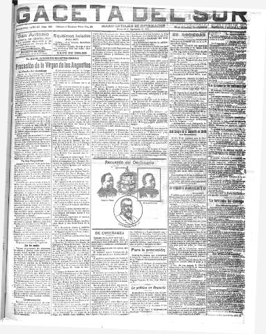 'Gaceta del sur : diario católico de información' - Año III Número 800 (20/09/1910)