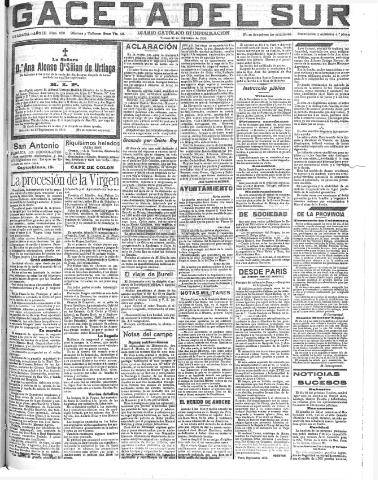 'Gaceta del sur : diario católico de información' - Año III Número 803 (23/09/1910)