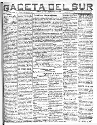 'Gaceta del sur : diario católico de información' - Año III Número 805 (25/09/1910)