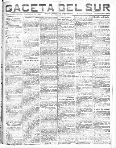 'Gaceta del sur : diario católico de información' - Año III Número 806 (27/09/1910)