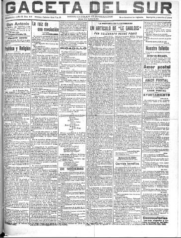 'Gaceta del sur : diario católico de información' - Año III Número 816 (08/10/1910)