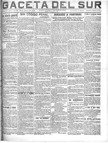 'Gaceta del sur : diario católico de información' - Año III Número 820 (13/10/1910)