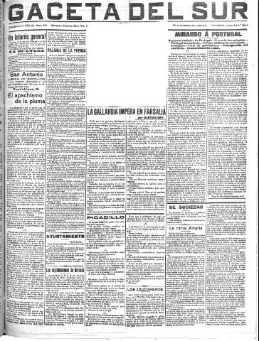 'Gaceta del sur : diario católico de información' - Año III Número 821 (14/10/1910)