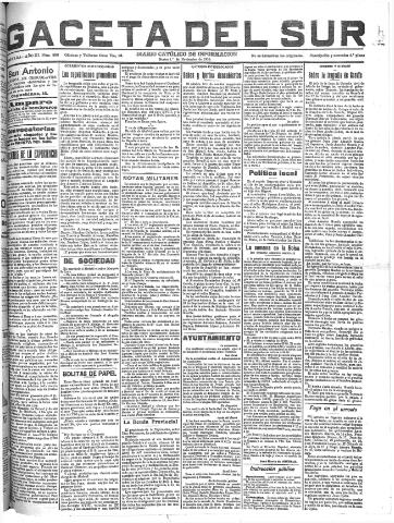 'Gaceta del sur : diario católico de información' - Año III Número 836 (01/11/1910)