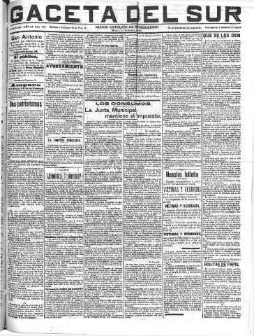 'Gaceta del sur : diario católico de información' - Año III Número 840 (05/11/1910)