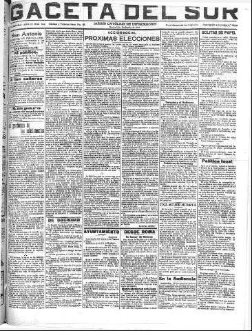 'Gaceta del sur : diario católico de información' - Año III Número 842 (08/11/1910)