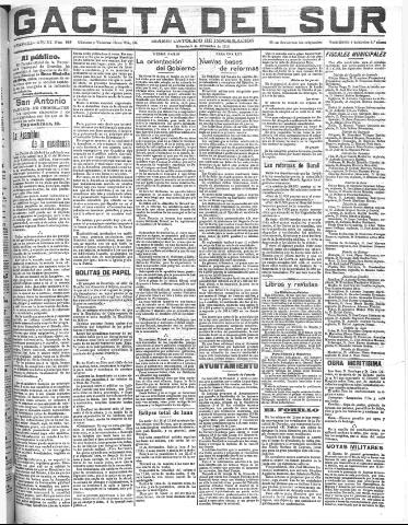'Gaceta del sur : diario católico de información' - Año III Número 843 (09/11/1910)