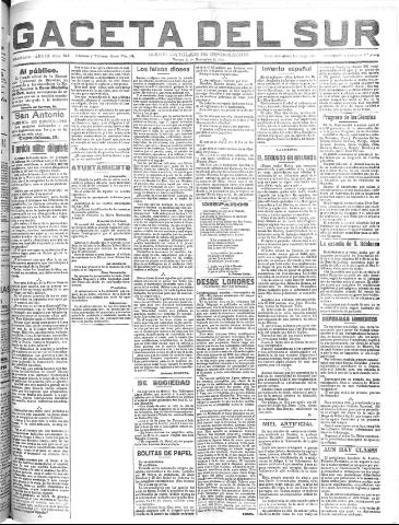 'Gaceta del sur : diario católico de información' - Año III Número 845 (11/11/1910)