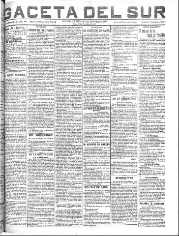 'Gaceta del sur : diario católico de información' - Año III Número 850 (17/11/1910)