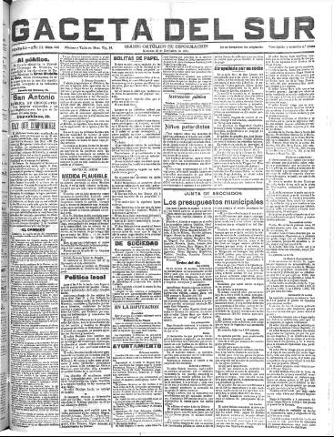 'Gaceta del sur : diario católico de información' - Año III Número 855 (23/11/1910)