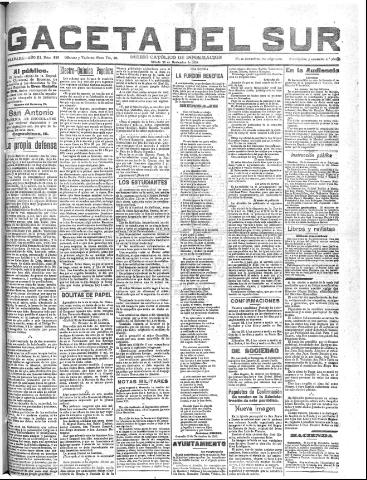 'Gaceta del sur : diario católico de información' - Año III Número 858 (26/11/1910)