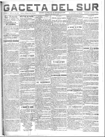 'Gaceta del sur : diario católico de información' - Año III Número 860 (29/11/1910)