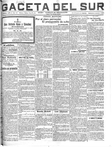 'Gaceta del sur : diario católico de información' - Año III Número 862 (01/12/1910)