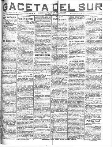 'Gaceta del sur : diario católico de información' - Año III Número 865 (04/12/1910)