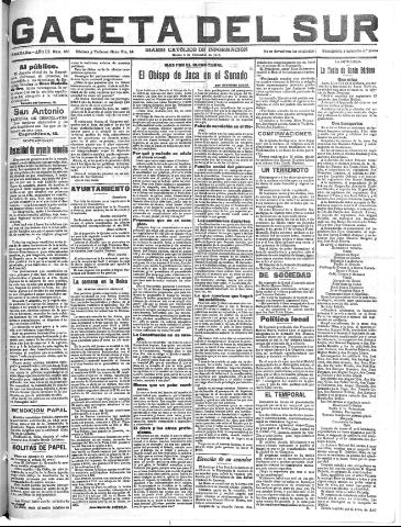 'Gaceta del sur : diario católico de información' - Año III Número 866 (06/12/1910)