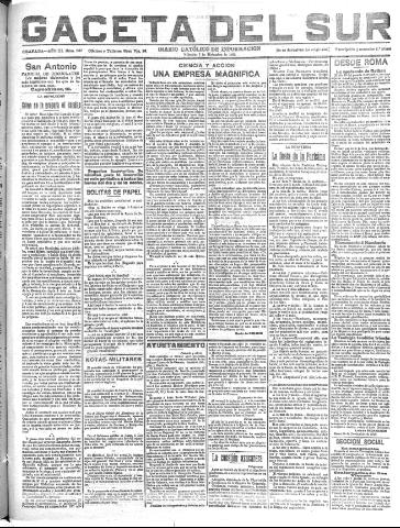 'Gaceta del sur : diario católico de información' - Año III Número 867 (07/12/1910)