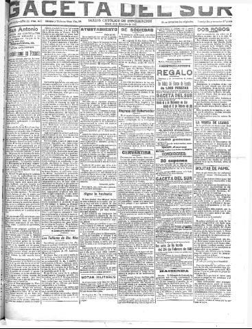 'Gaceta del sur : diario católico de información' - Año III Número 870 (10/12/1910)