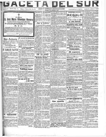 'Gaceta del sur : diario católico de información' - Año III Número 871 (11/12/1910)